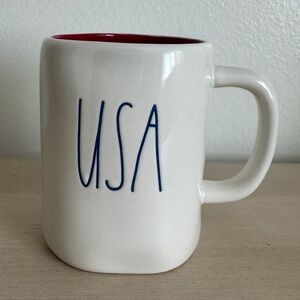 Rae Dunn white  and Red USA Mug